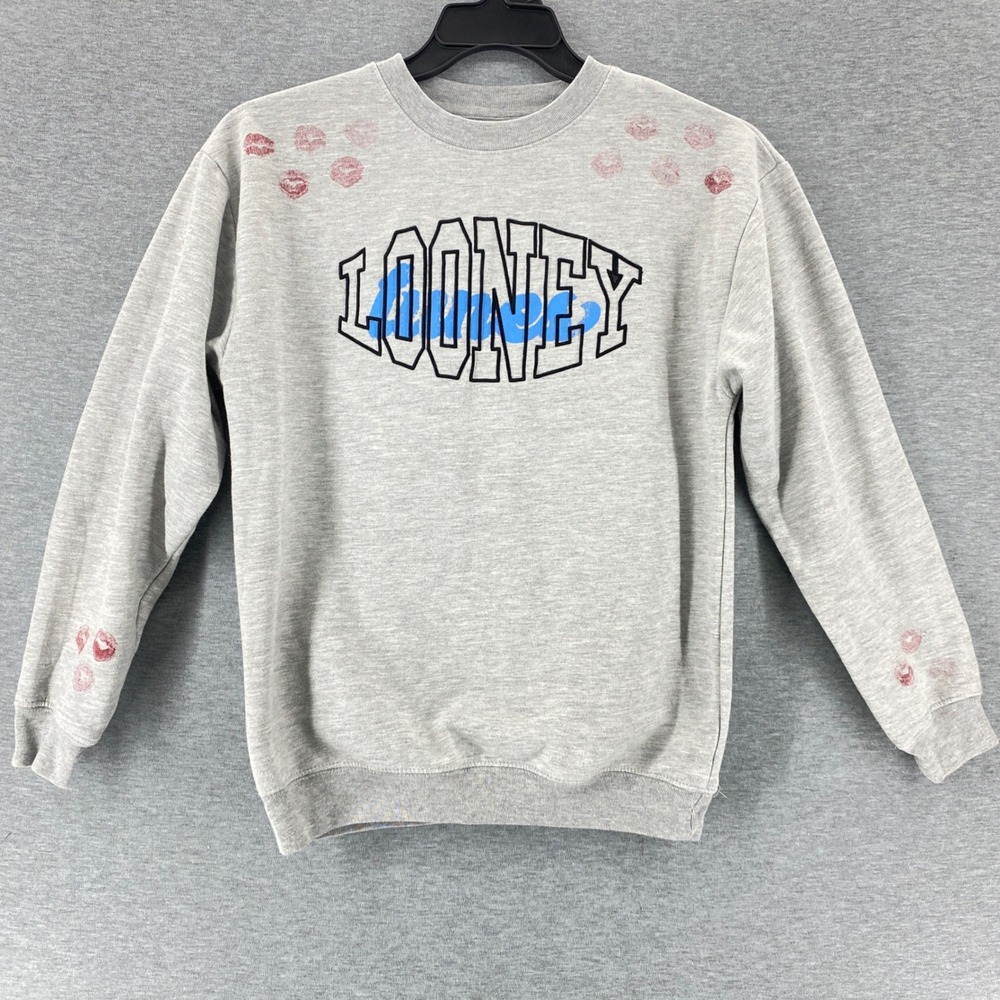 Looney Tunes Bugs Bunny Thats All Folks Sweatshirt Gray‎ Size M Kiss Print - Picture 3 of 8